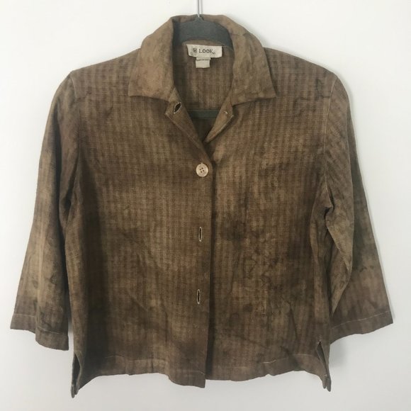 Artisan Dyed Cropped Button Up Blouse - H Look - Picture 3 of 6